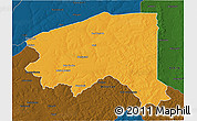 Political 3D Map of Bala, darken
