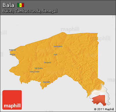 Political 3D Map of Bala, single color outside