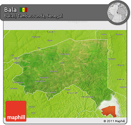 Satellite 3D Map of Bala, physical outside
