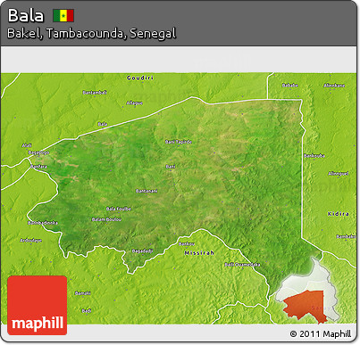 Satellite 3D Map of Bala, physical outside
