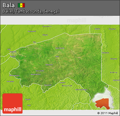 Satellite 3D Map of Bala, physical outside