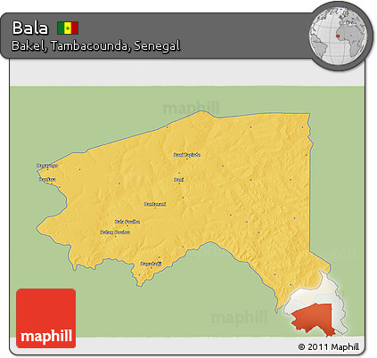Savanna Style 3D Map of Bala, single color outside