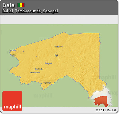 Savanna Style 3D Map of Bala, single color outside
