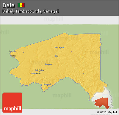 Savanna Style 3D Map of Bala, single color outside