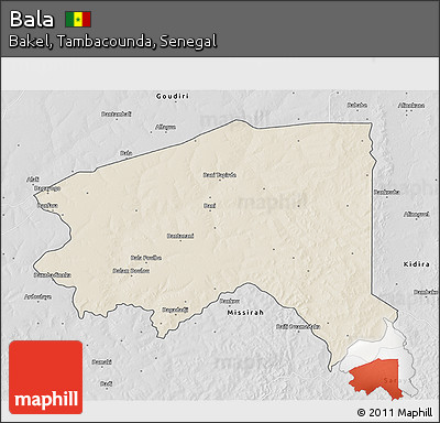Shaded Relief 3D Map of Bala, desaturated