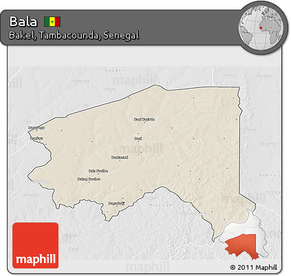Shaded Relief 3D Map of Bala, lighten, desaturated