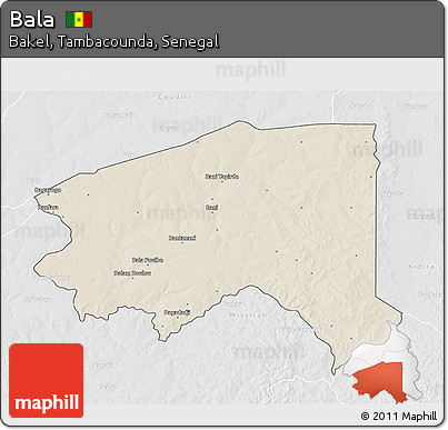 Shaded Relief 3D Map of Bala, lighten, desaturated