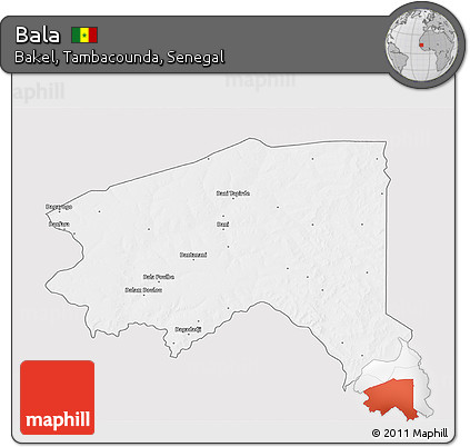 Silver Style 3D Map of Bala, single color outside