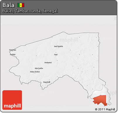Silver Style 3D Map of Bala, single color outside
