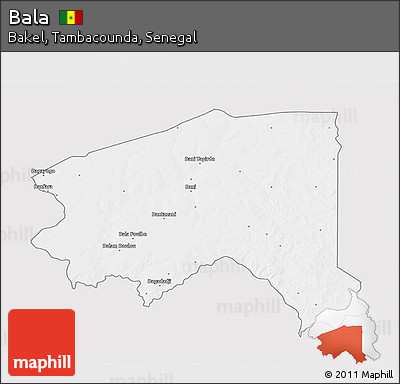 Silver Style 3D Map of Bala, single color outside