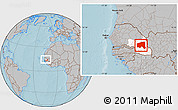 Gray Location Map of Bala, highlighted grandparent region, within the entire country, hill shading