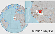 Gray Location Map of Bala, highlighted parent region, highlighted grandparent region, hill shading