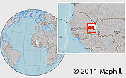 Gray Location Map of Bala, highlighted parent region, hill shading