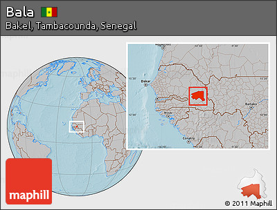 Gray Location Map of Bala, hill shading