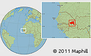 Savanna Style Location Map of Bala, within the entire country