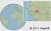 Savanna Style Location Map of Bala, highlighted parent region, hill shading