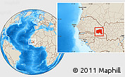 Shaded Relief Location Map of Bala, within the entire country