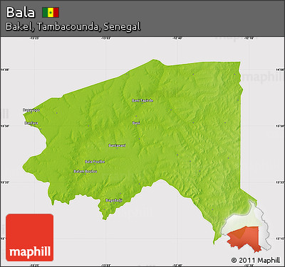 Physical Map of Bala, cropped outside