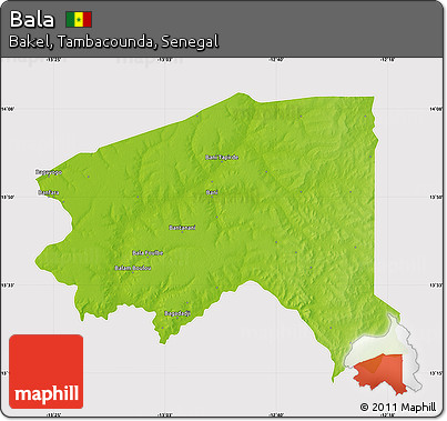 Physical Map of Bala, cropped outside