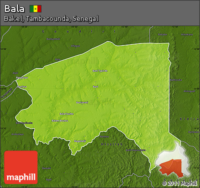 Physical Map of Bala, darken