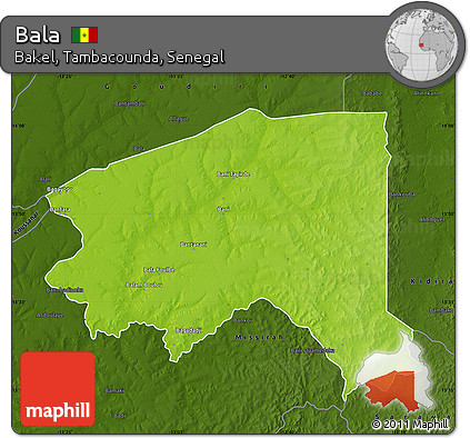 Physical Map of Bala, darken