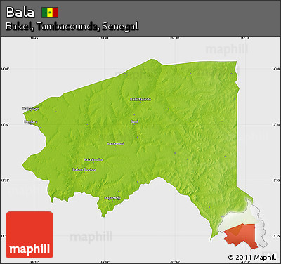 Physical Map of Bala, single color outside