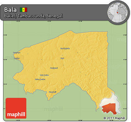 Savanna Style Map of Bala, single color outside