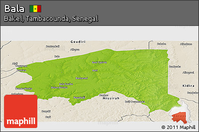 Physical Panoramic Map of Bala, shaded relief outside
