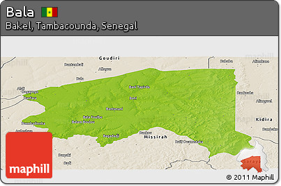 Physical Panoramic Map of Bala, shaded relief outside