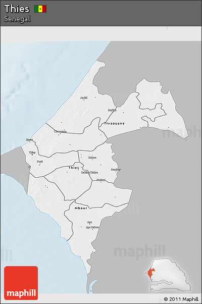 Gray 3D Map of Thies, single color outside