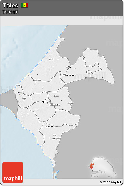 Gray 3D Map of Thies, single color outside