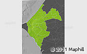 Physical 3D Map of Thies, darken, desaturated