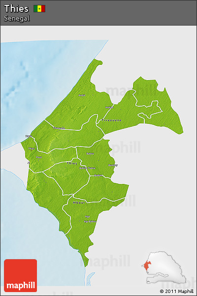 Physical 3D Map of Thies, single color outside