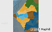 Political 3D Map of Thies, darken