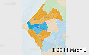 Political 3D Map of Thies, lighten