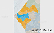 Political 3D Map of Thies, lighten, semi-desaturated