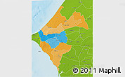 Political 3D Map of Thies, physical outside