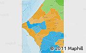 Political 3D Map of Thies, political shades outside
