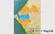 Political 3D Map of Thies, satellite outside