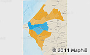 Political 3D Map of Thies, shaded relief outside