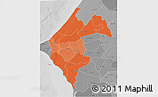 Political Shades 3D Map of Thies, desaturated