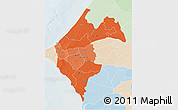 Political Shades 3D Map of Thies, lighten