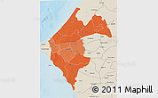 Political Shades 3D Map of Thies, shaded relief outside