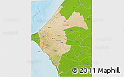 Satellite 3D Map of Thies, physical outside