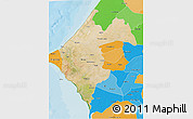 Satellite 3D Map of Thies, political outside