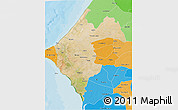 Satellite 3D Map of Thies, political shades outside