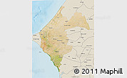 Satellite 3D Map of Thies, shaded relief outside