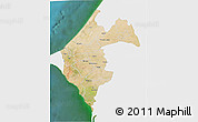 Satellite 3D Map of Thies, single color outside