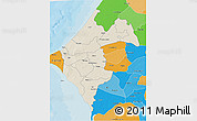 Shaded Relief 3D Map of Thies, political outside
