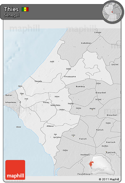 Silver Style 3D Map of Thies